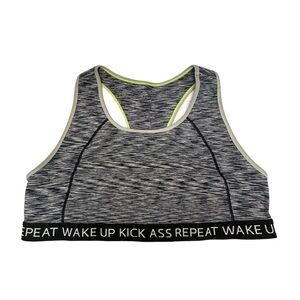 Torrid Heathered Black Sports Bra with Motivational Band